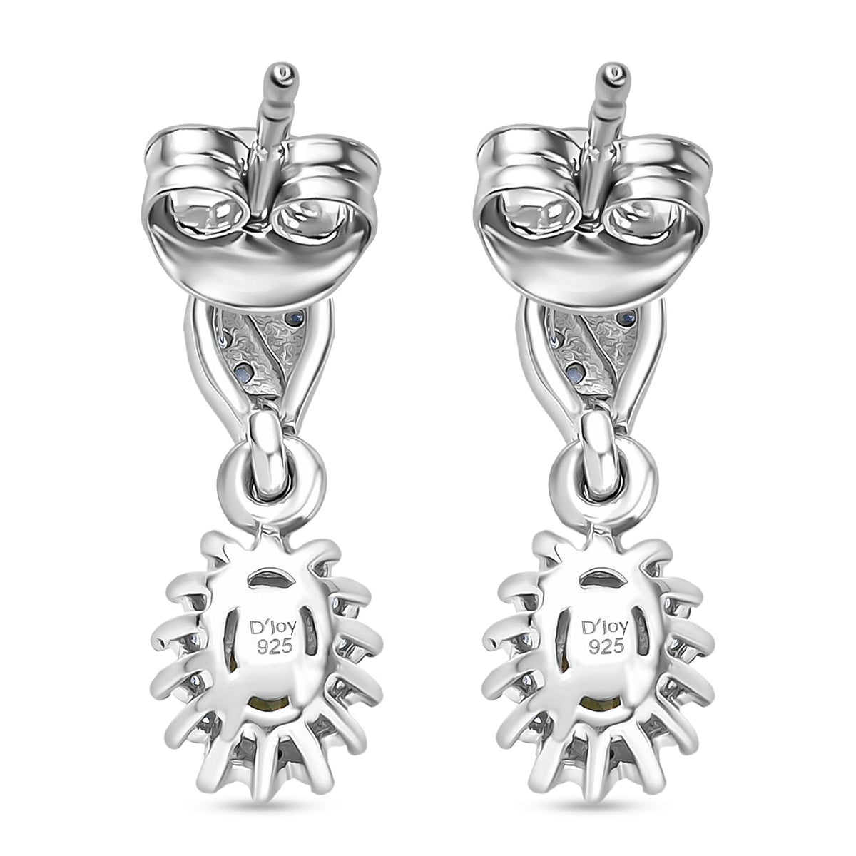 D'Joy Natural Tanzanian Green Apatite, White Zircon Solitaire Stud Push Post Earring in Rhodium OverlaySterling Silver 0.87 Ct. V32538410 5