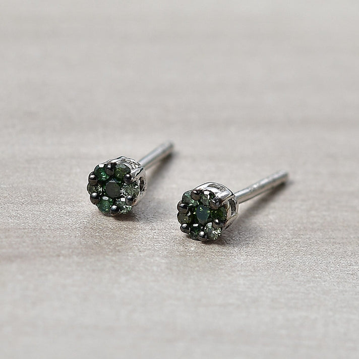 D'Joy Natural Champagne, Blue, Green &amp; Yellow Diamond Stud Earring in 18K Vermeil Yellow Gold Plated Sterling Silver 8422662 2