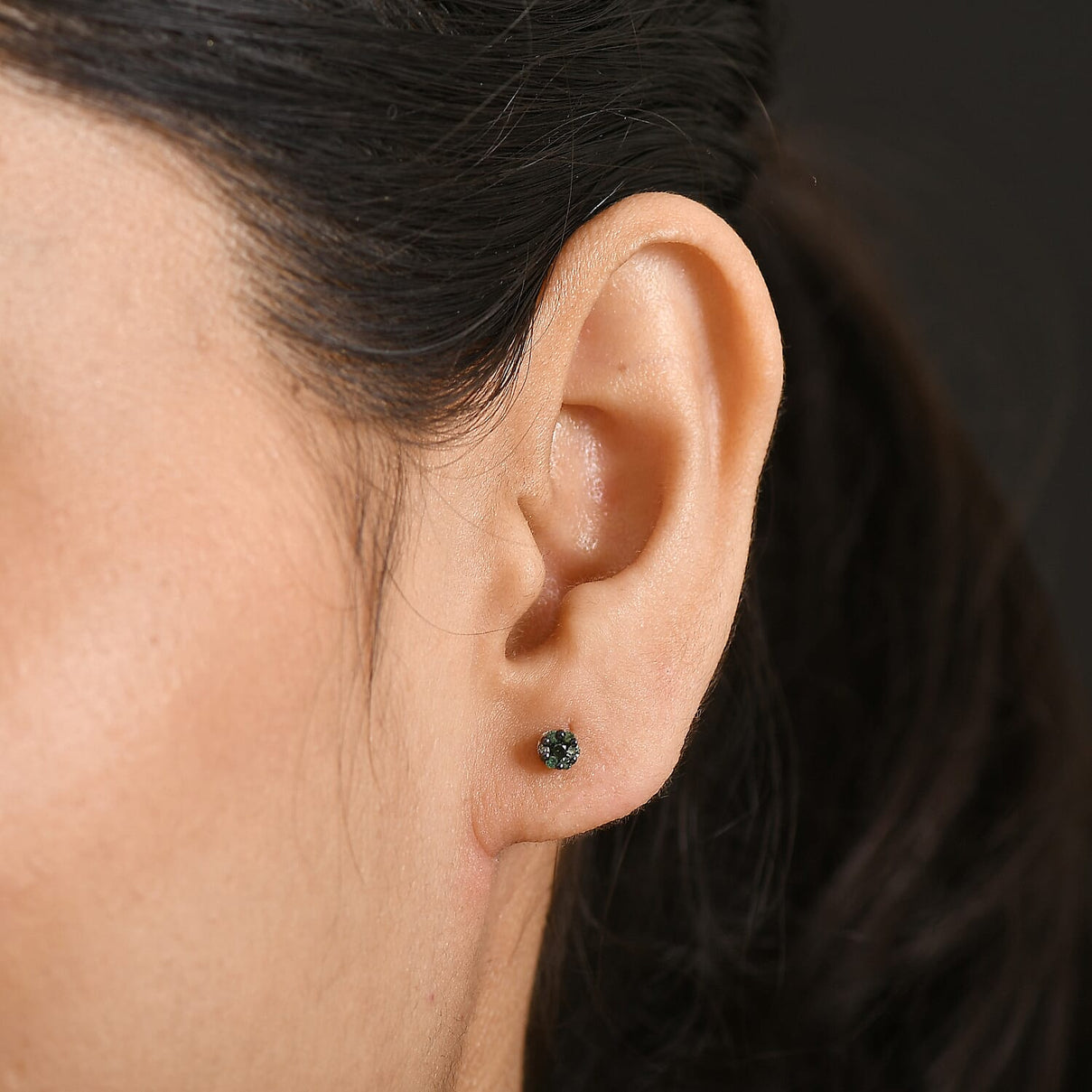 D'Joy Green Diamond Stud Earring with Push Back in Rhodium Overlay Sterling Silver V32373571 3