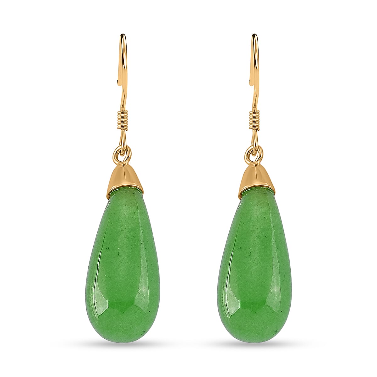 D'Joy Enhanced Green Jade Beads Earring with Hook in Yellow Gold Plated Sterling Silver 20.00 Ct. 8486543 0