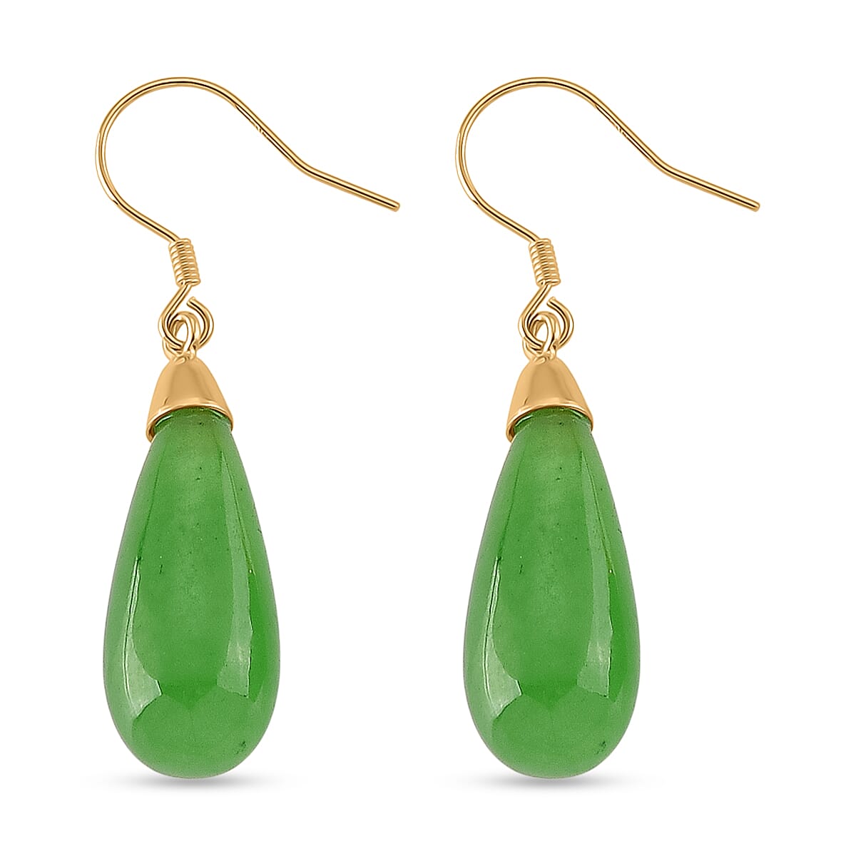 D'Joy Enhanced Green Jade Beads Earring with Hook in Yellow Gold Plated Sterling Silver 20.00 Ct. 8486543 4