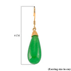 D'Joy Enhanced Green Jade Beads Earring with Hook in Yellow Gold Plated Sterling Silver 20.00 Ct.