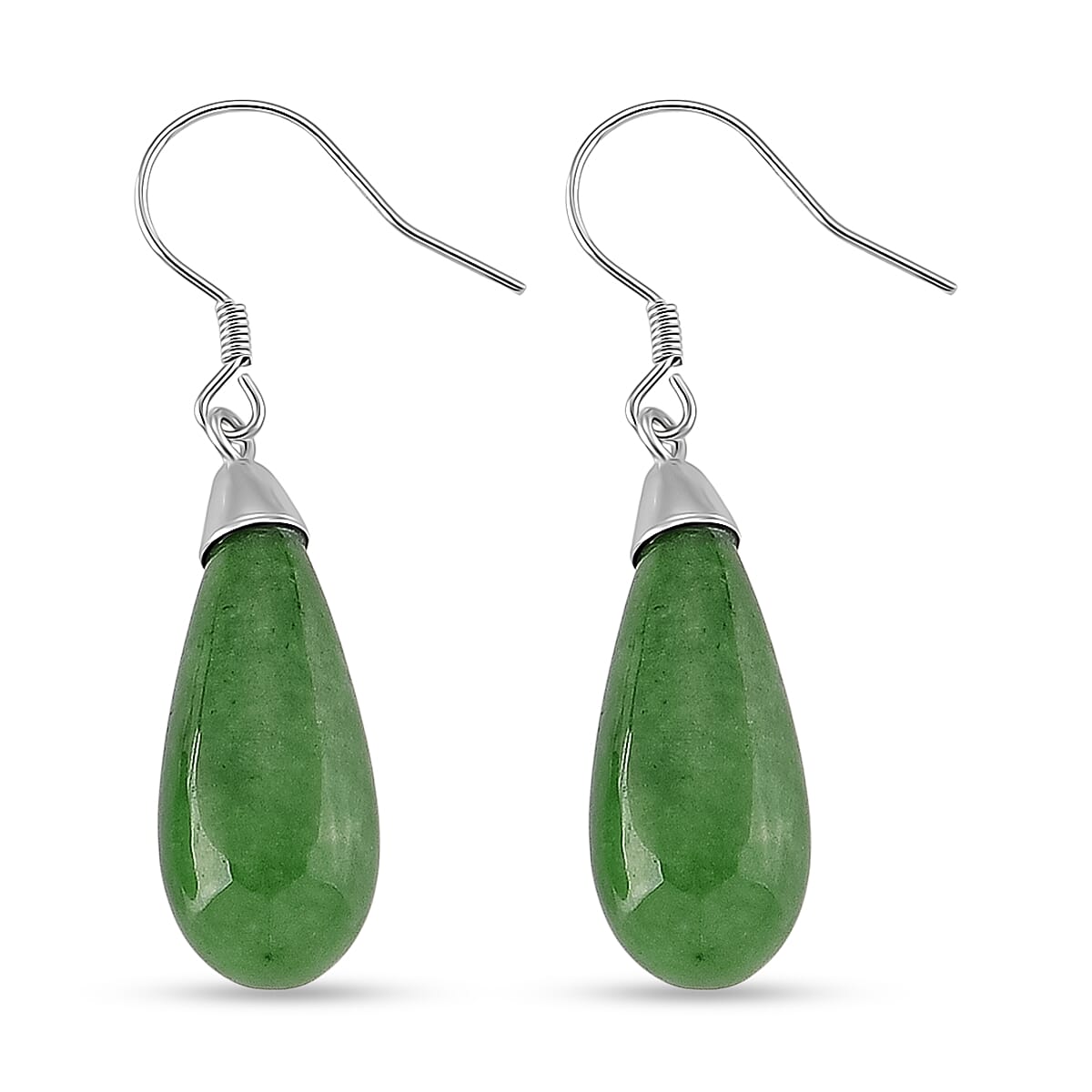 D'Joy Enhanced Green Jade Beads Hook Earring in Rhodium Overlay Sterling Silver 20.00 Ct. 8486548 4