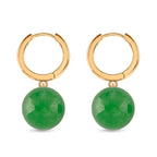 D'Joy Green Jadeite Beads Hoop Earring in Yellow Gold Plated Sterling Silver 28.35 Ct.