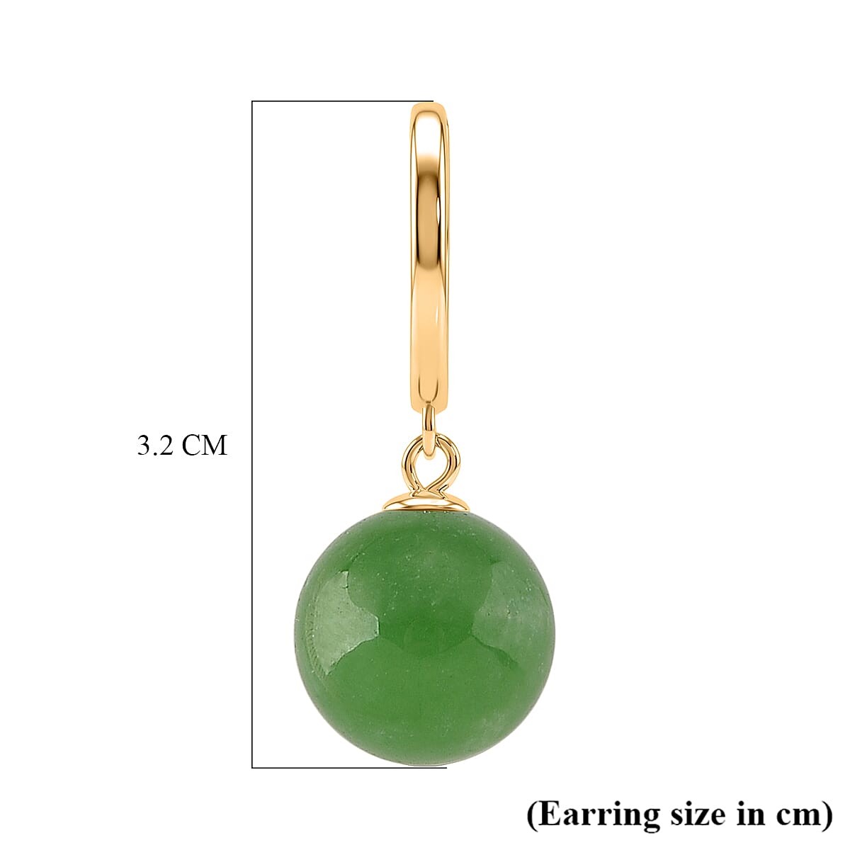 D'Joy Green Jadeite Beads Hoop Earring in Yellow Gold Plated Sterling Silver 28.35 Ct. 8497951 5