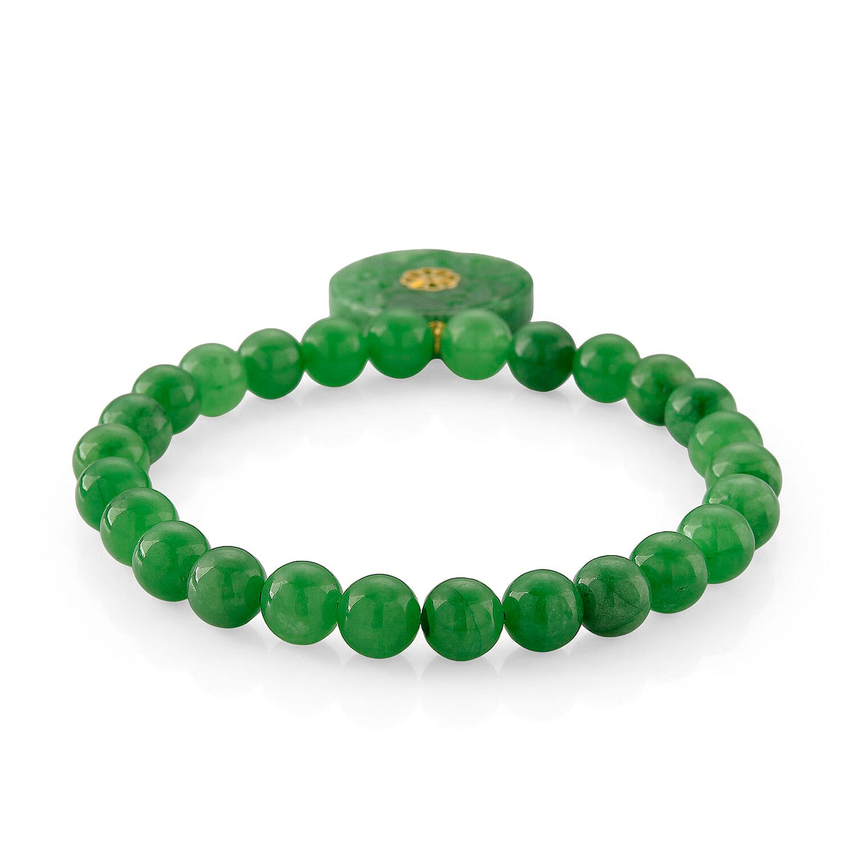 D'Joy Enhanced Green Jade Beads Stretchable Bracelet in Yellow Gold Plated Sterling Silver 130.00 Ct. 8520032 5