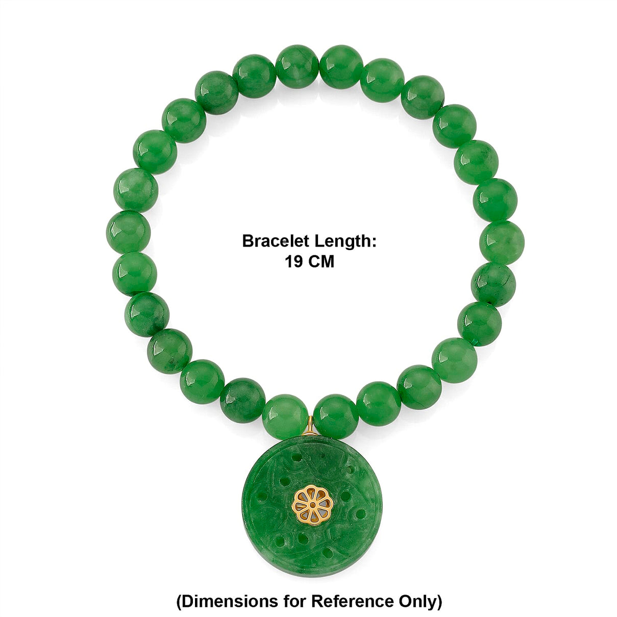 D'Joy Enhanced Green Jade Beads Stretchable Bracelet in Yellow Gold Plated Sterling Silver 130.00 Ct. 8520032 6