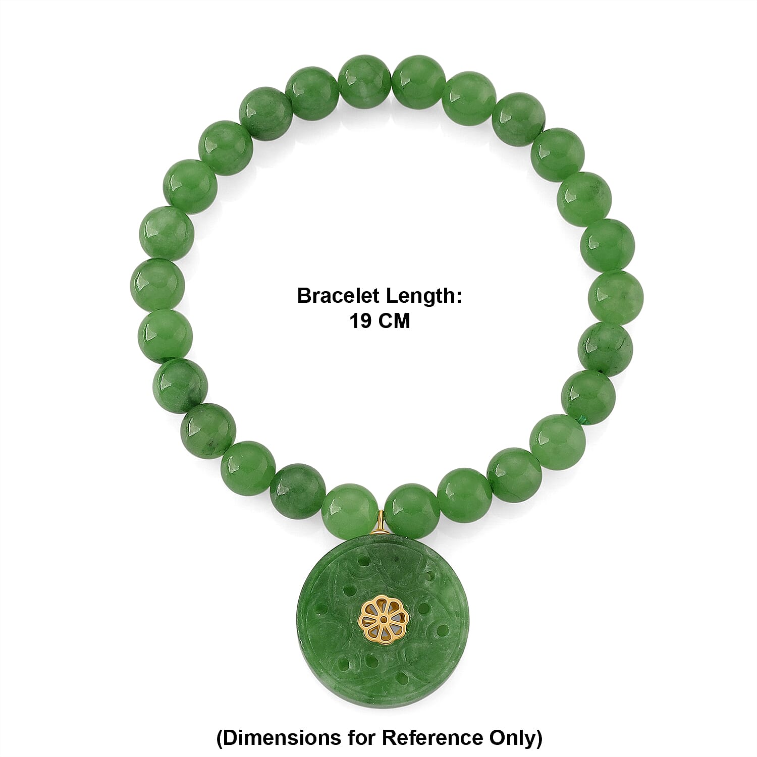 D'Joy Enhanced Green Jade Beads Stretchable Bracelet in Yellow Gold Plated Sterling Silver 130.00 Ct. 8520032 6