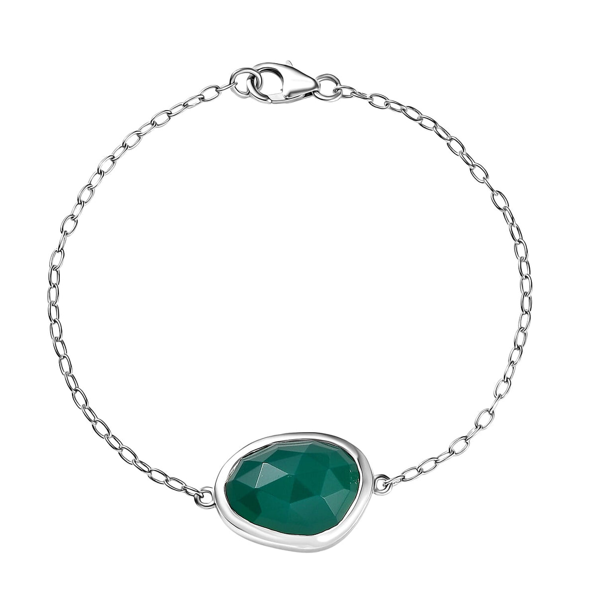 D'Joy Verde Onyx Chain Bracelet (Size - 7.5) in Platinum Overlay Sterling Silver 9.07 Ct. 8231361 0