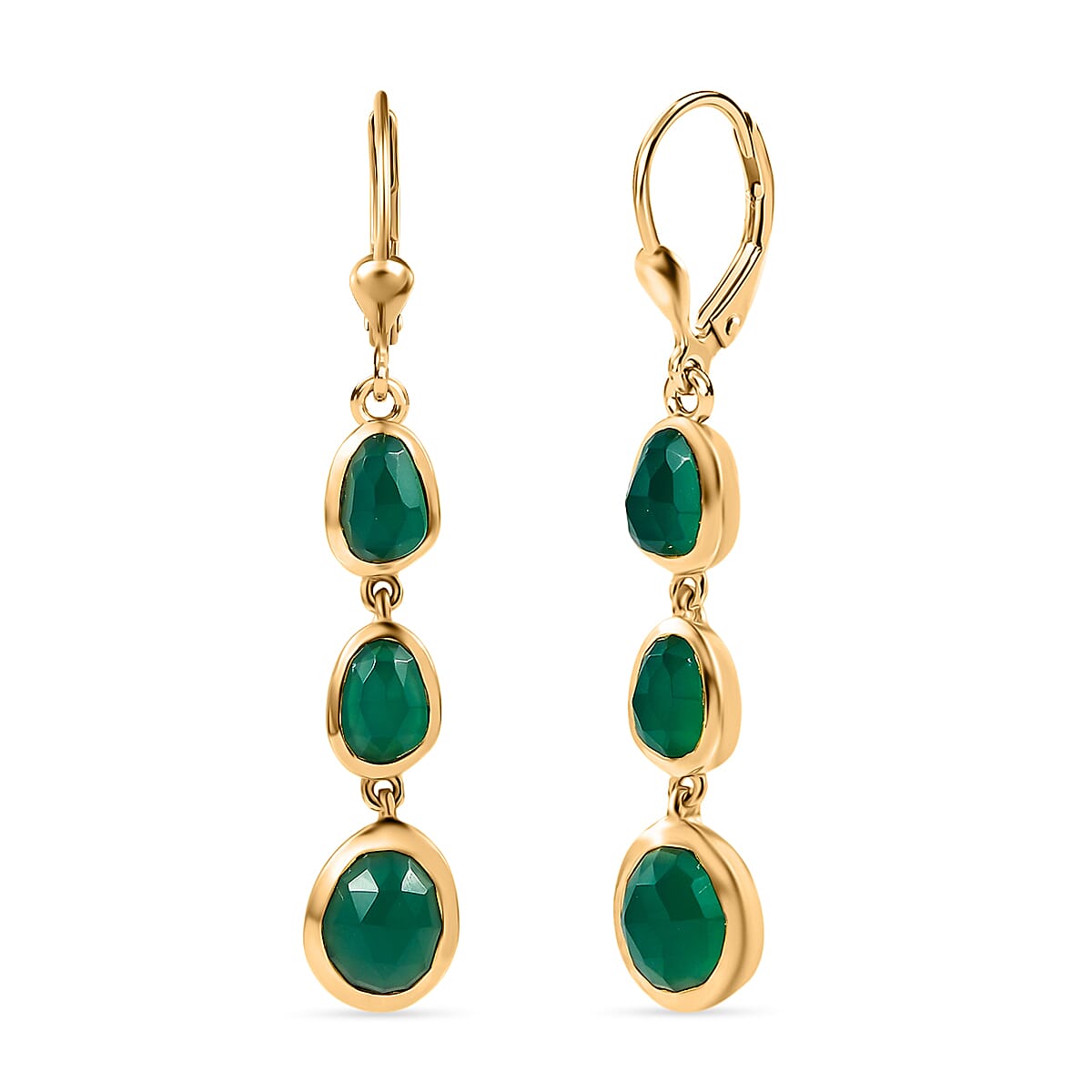 D'Joy Verde Onyx Dangling Earring in 18K Yellow Gold Plated Sterling Silver 4.16 Ct. 8243569 0