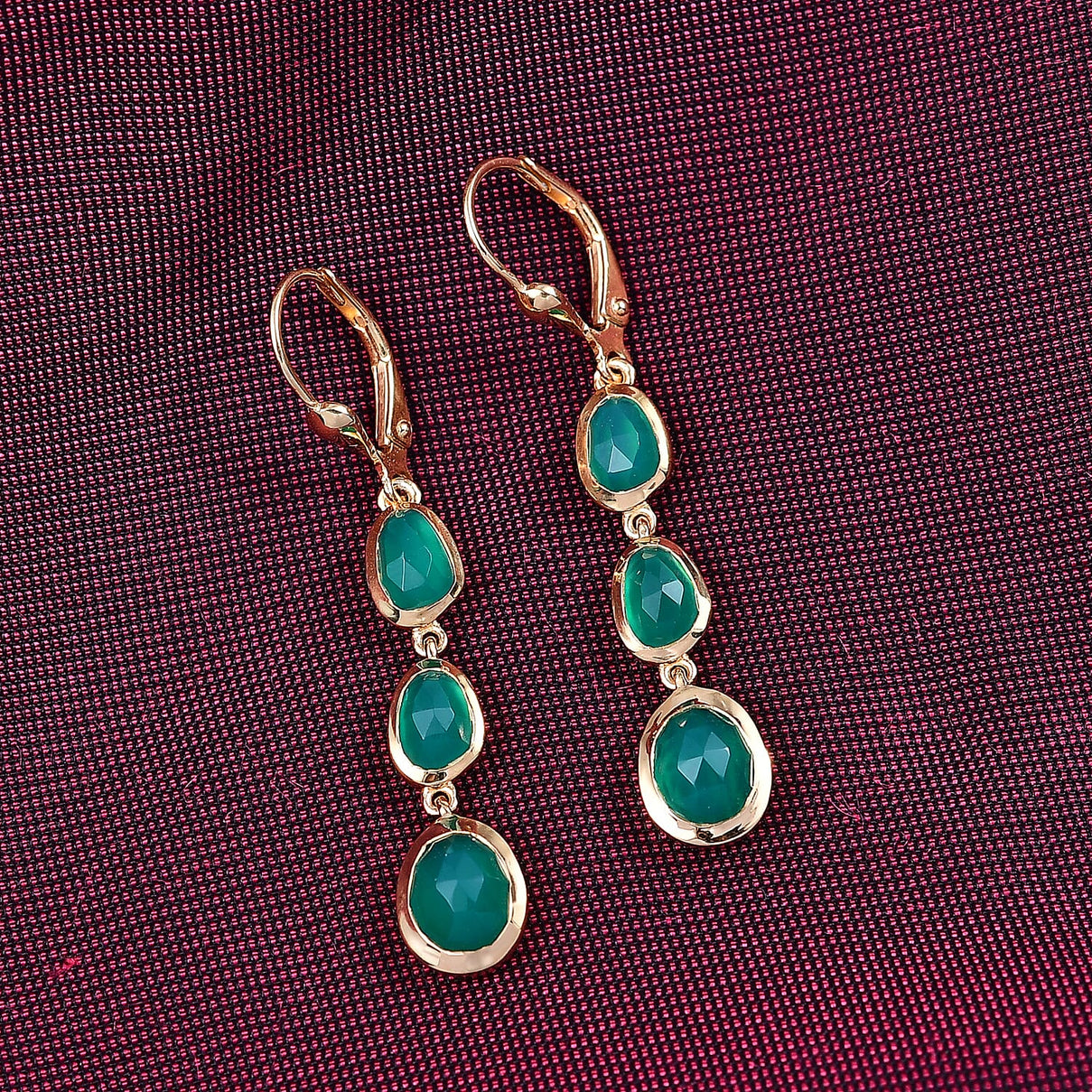 D'Joy Verde Onyx Dangling Earring in 18K Yellow Gold Plated Sterling Silver 4.16 Ct. 8243569 1