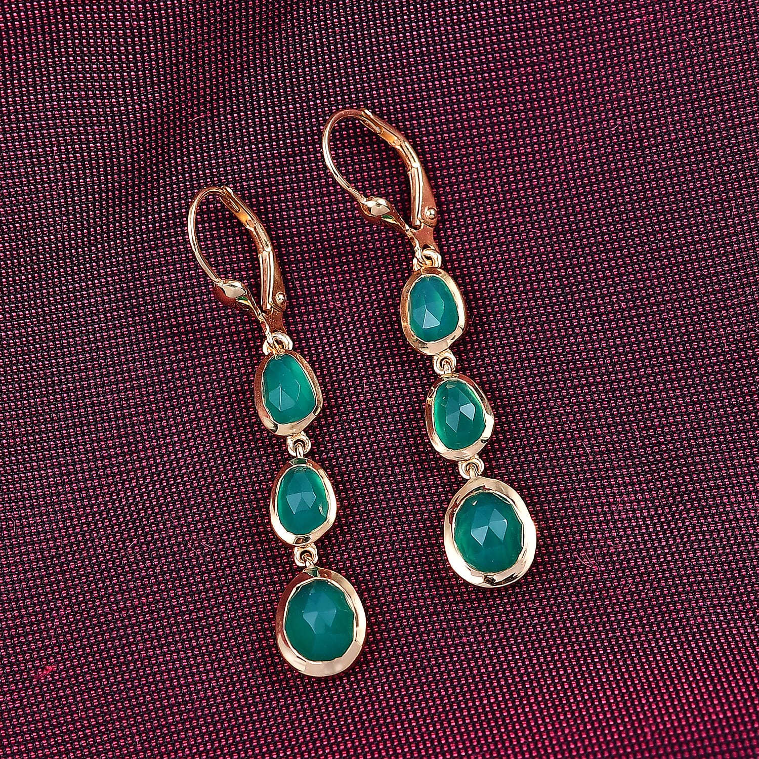 D'Joy Verde Onyx Dangling Earring in 18K Yellow Gold Plated Sterling Silver 4.16 Ct. 8243569 1