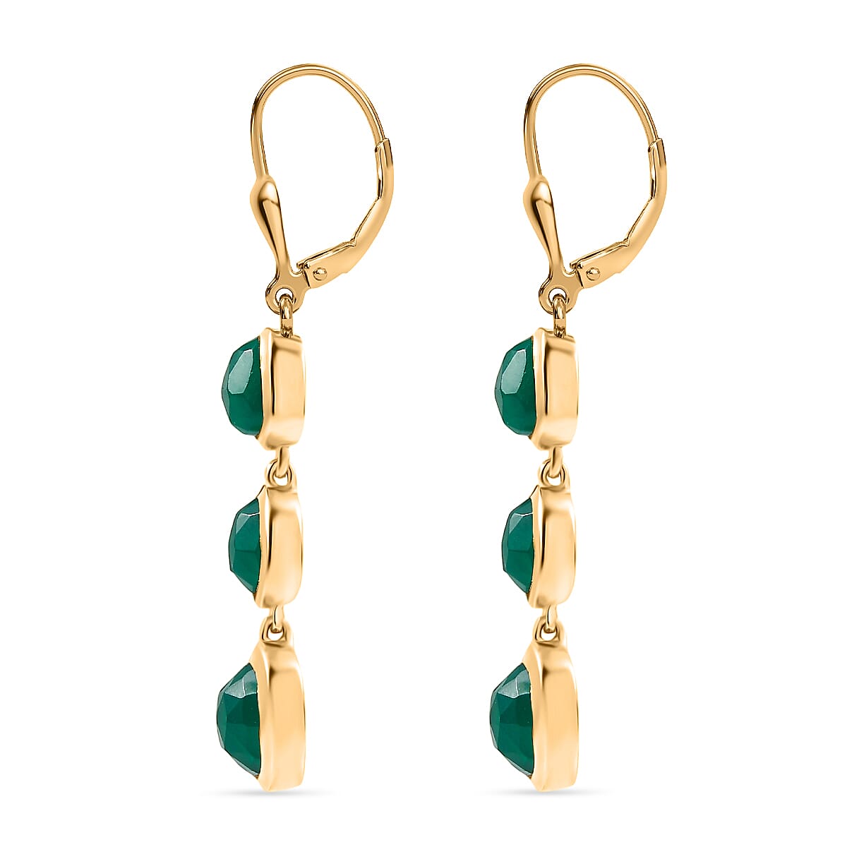 D'Joy Verde Onyx Dangling Earring in 18K Yellow Gold Plated Sterling Silver 4.16 Ct. 8243569 3