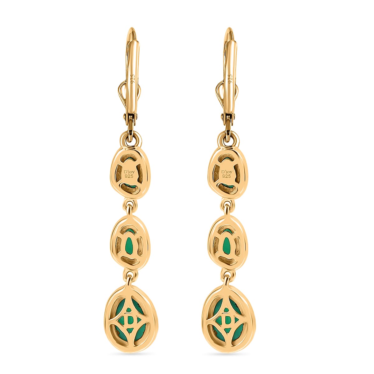 D'Joy Verde Onyx Dangling Earring in 18K Yellow Gold Plated Sterling Silver 4.16 Ct. 8243569 4