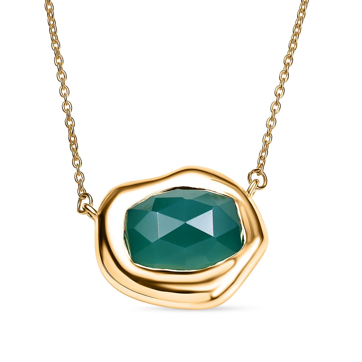 D'Joy Verde Onyx Necklace (Size - 20) in 18K Yellow Gold Plated Sterling Silver 8.53 Ct, Silver Wt. 6.94 Gms. 8243554 0