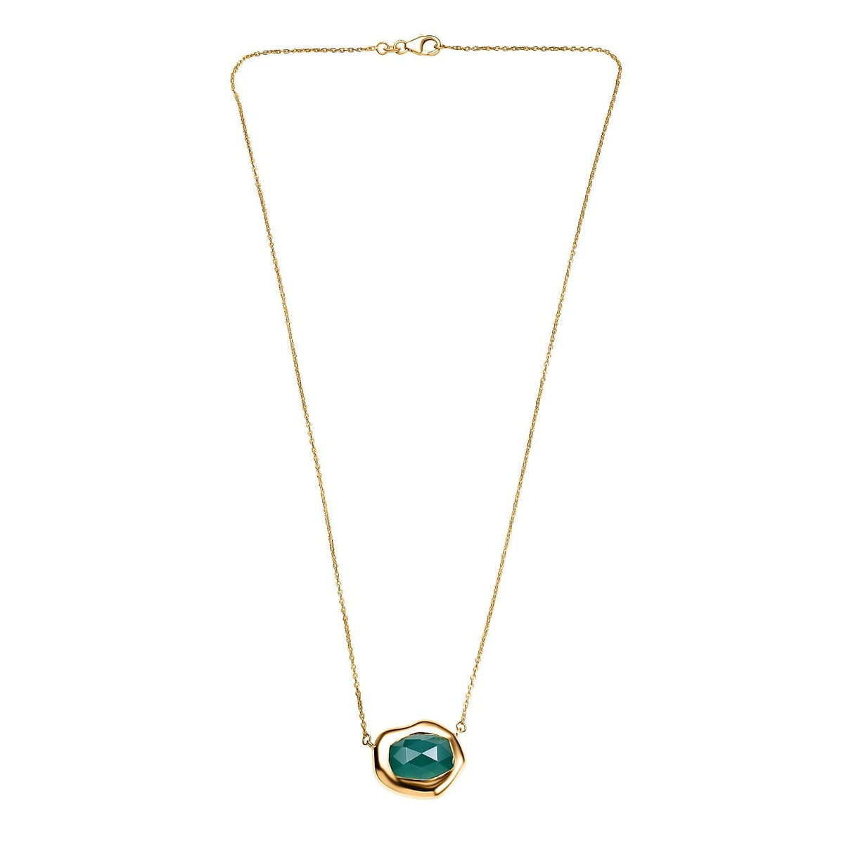 D'Joy Verde Onyx Necklace (Size - 20) in 18K Yellow Gold Plated Sterling Silver 8.53 Ct, Silver Wt. 6.94 Gms. 8243554 3