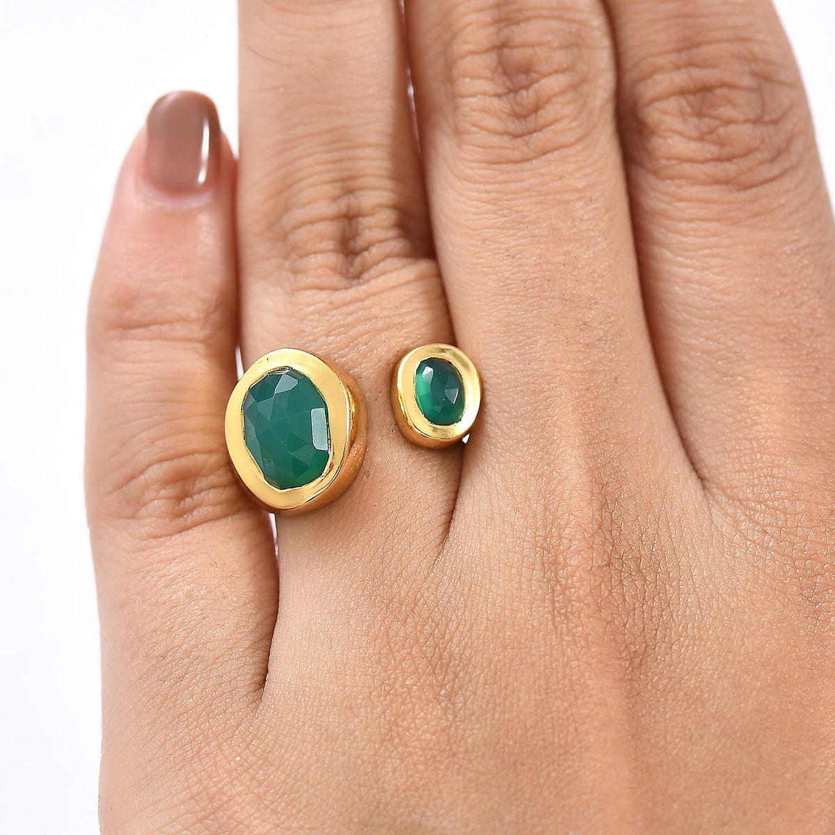 D'Joy Green Onyx Ring in 18K Yellow Gold Plating Sterling Silver 3.40 Ct, Silver Wt. 5.64 Gms. 8231346 2