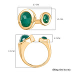 D'Joy Green Onyx Ring in 18K Yellow Gold Plating Sterling Silver 3.40 Ct, Silver Wt. 5.64 Gms.