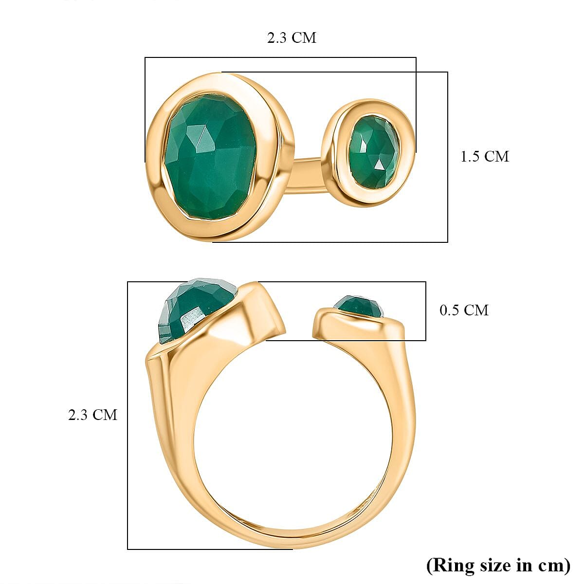 D'Joy Green Onyx Ring in 18K Yellow Gold Plating Sterling Silver 3.40 Ct, Silver Wt. 5.64 Gms. 8231346 5
