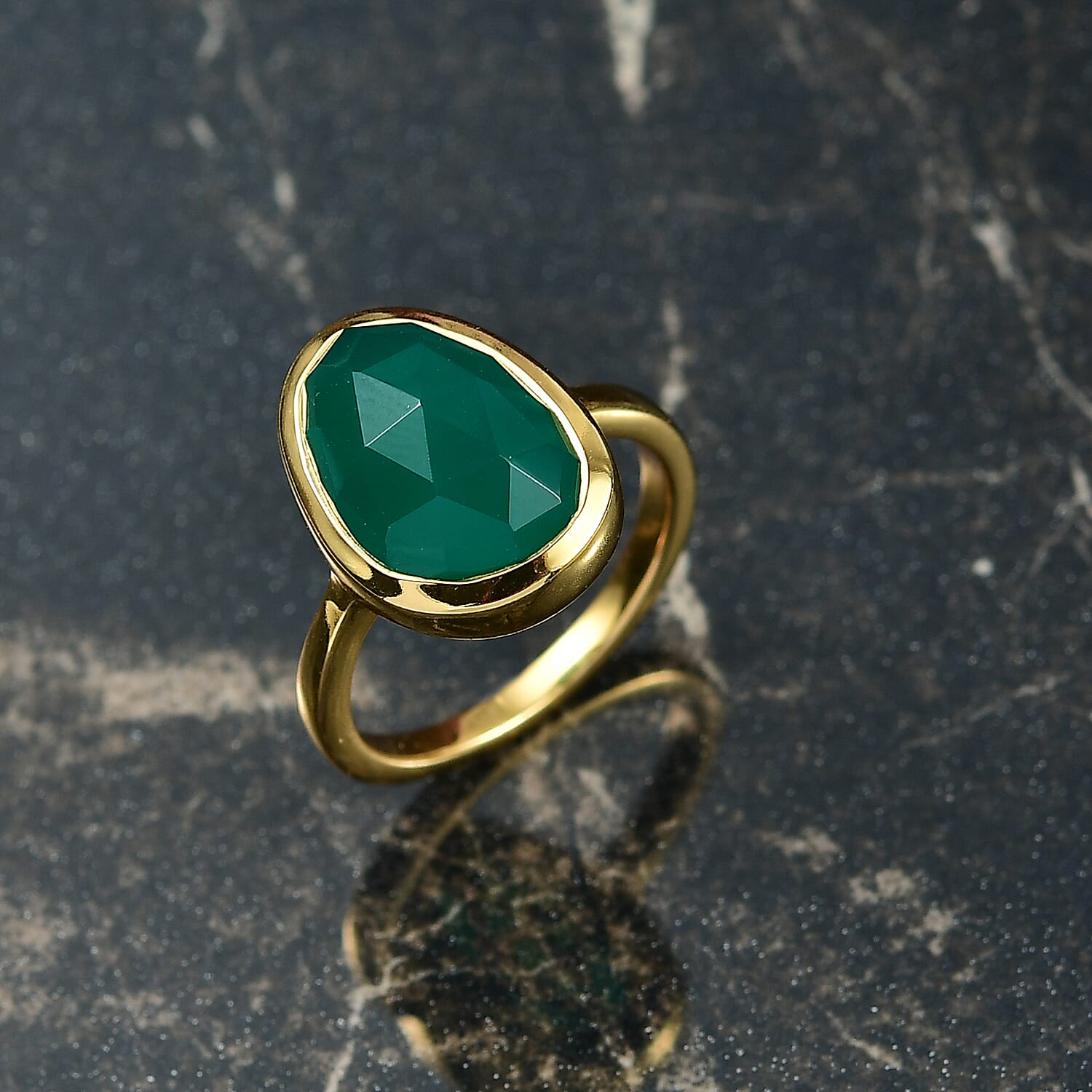 D'Joy Green Onyx Solitaire Ring in 18K YG PlatingSterling Silver  7.331  Ct. 8243573 1