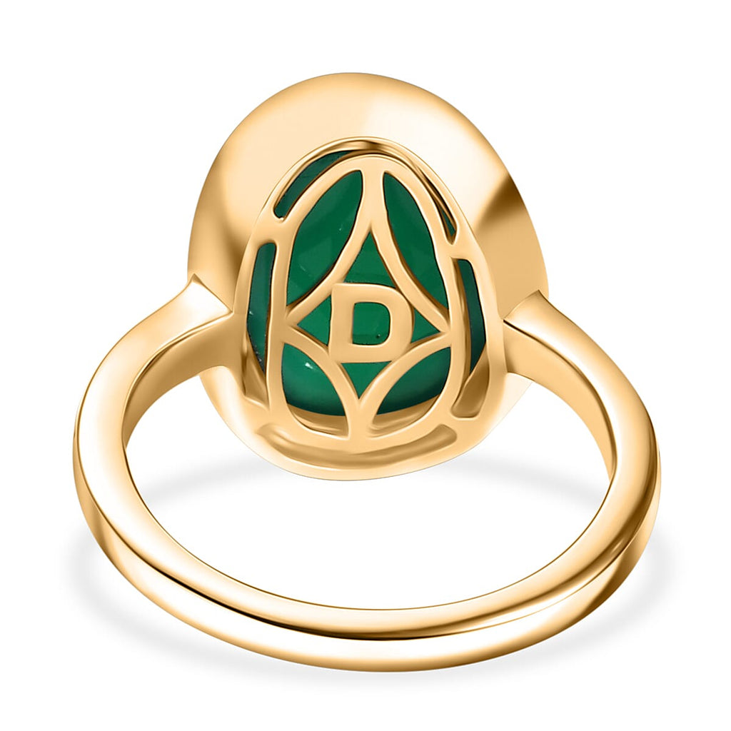 D'Joy Green Onyx Solitaire Ring in 18K YG PlatingSterling Silver  7.331  Ct.