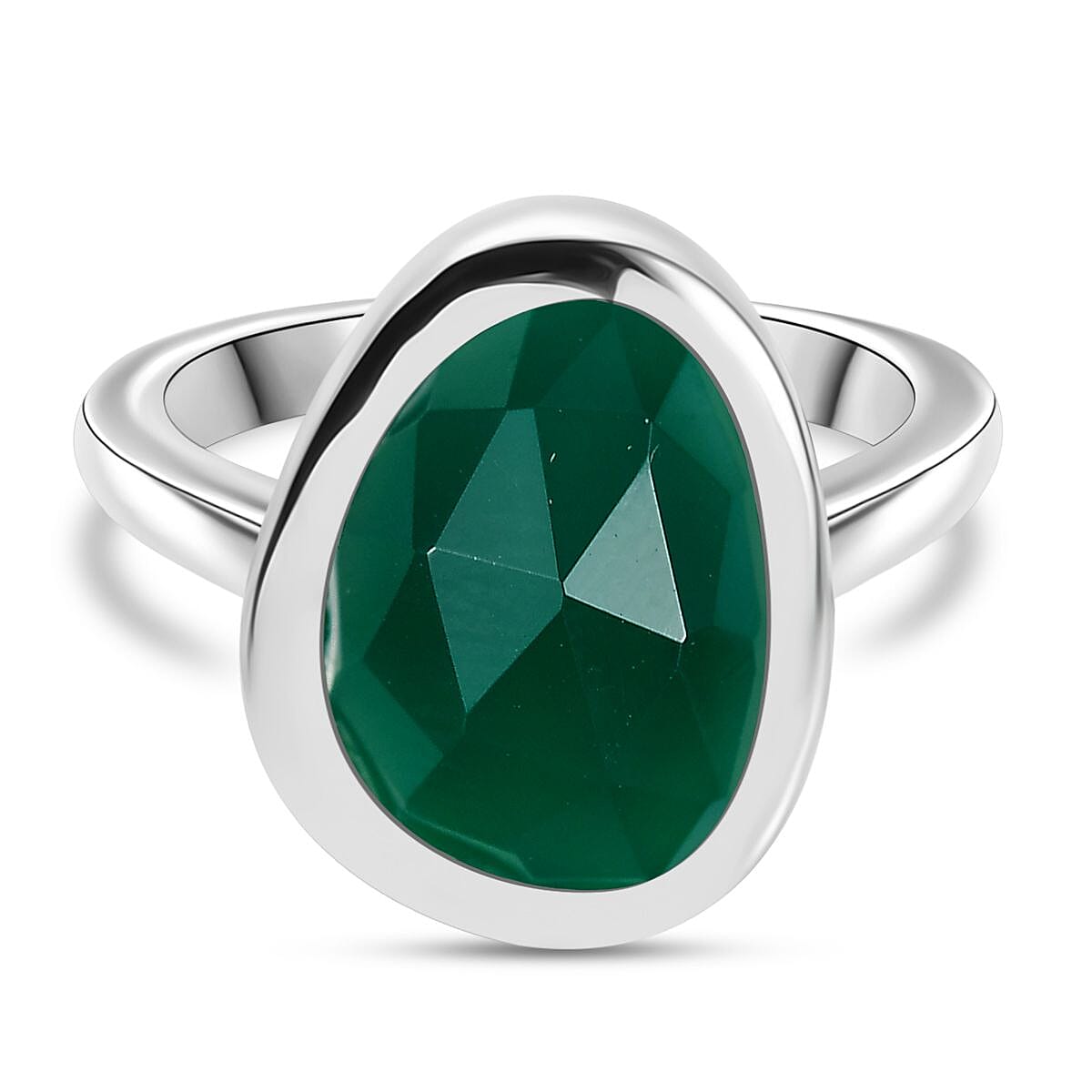 D'Joy Green Onyx Solitaire Ring in Platinum OverlaySterling Silver  7.331  Ct. 8243583 0