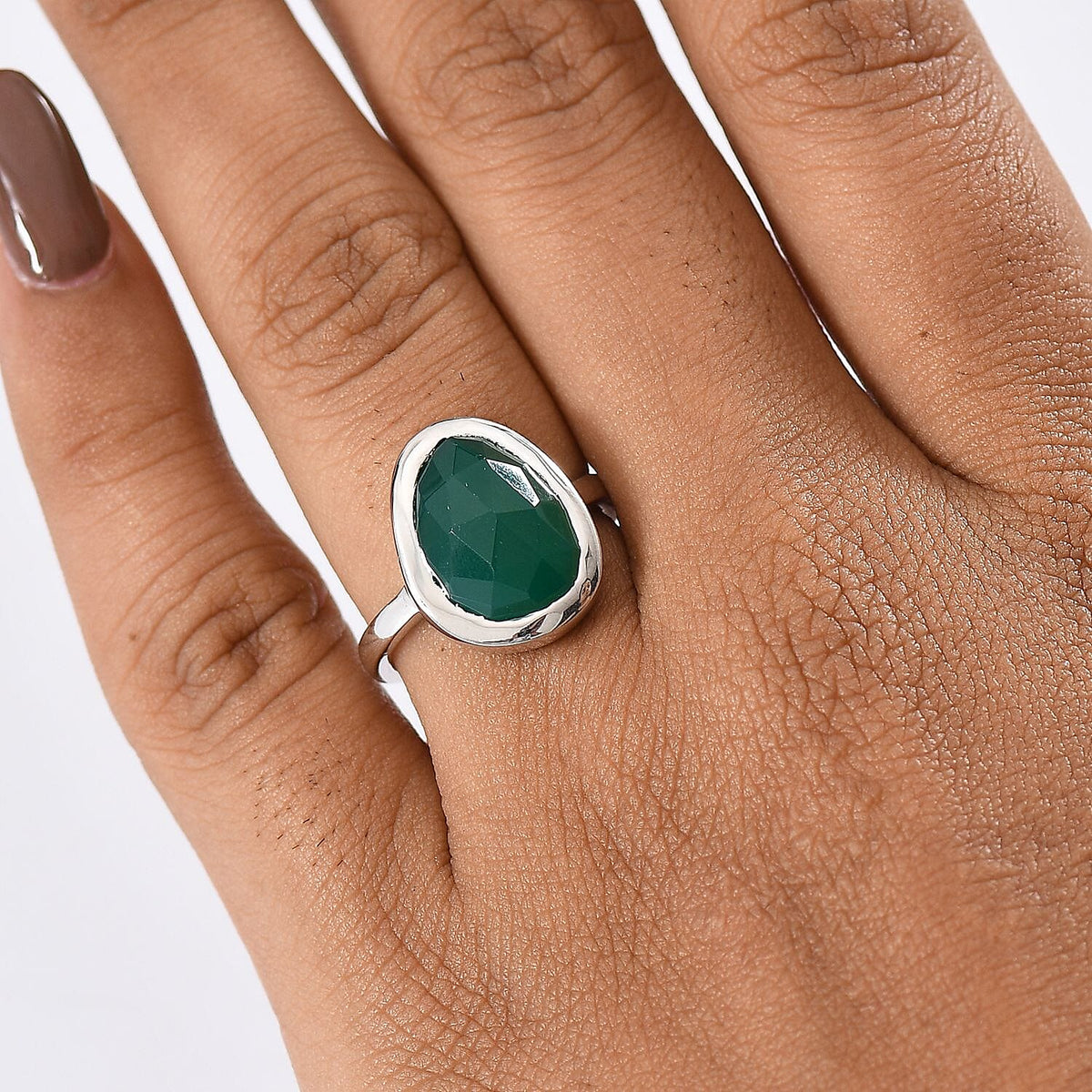 D'Joy Green Onyx Solitaire Ring in Platinum OverlaySterling Silver  7.331  Ct. 8243583 2