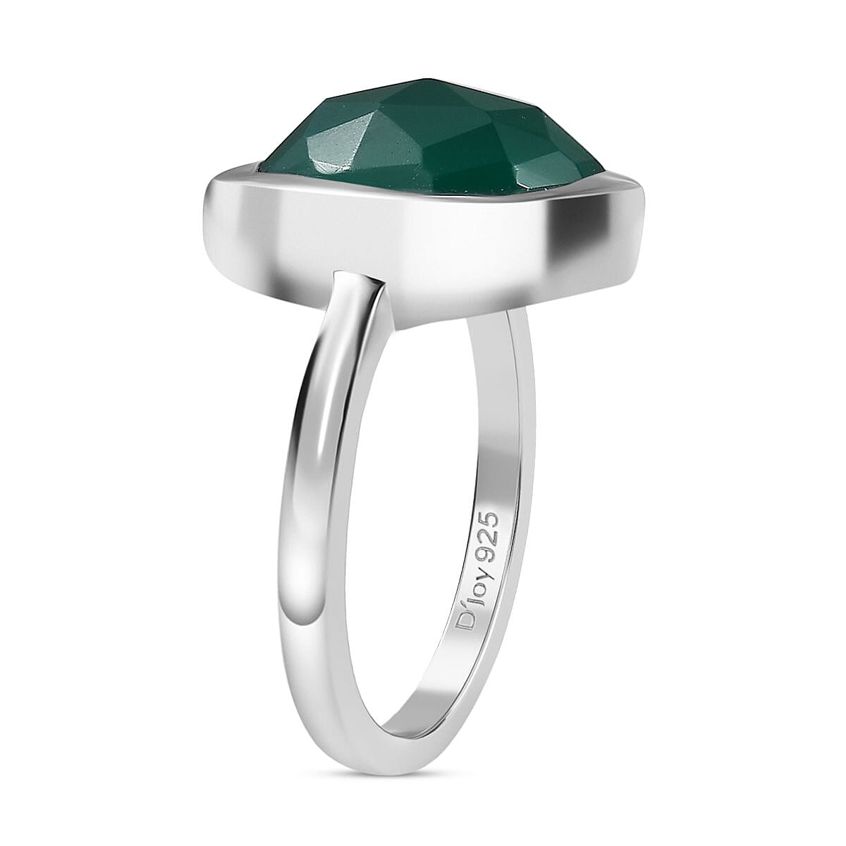 D'Joy Green Onyx Solitaire Ring in Platinum OverlaySterling Silver  7.331  Ct. 8243583 3