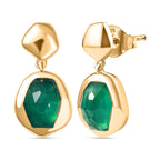 D'Joy Verde Onyx Solitaire Stud Push Post Earring in 18K Yellow Gold Plated Sterling Silver 2.39 Ct.