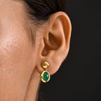 D'Joy Verde Onyx Solitaire Stud Push Post Earring in 18K Yellow Gold Plated Sterling Silver 2.39 Ct.