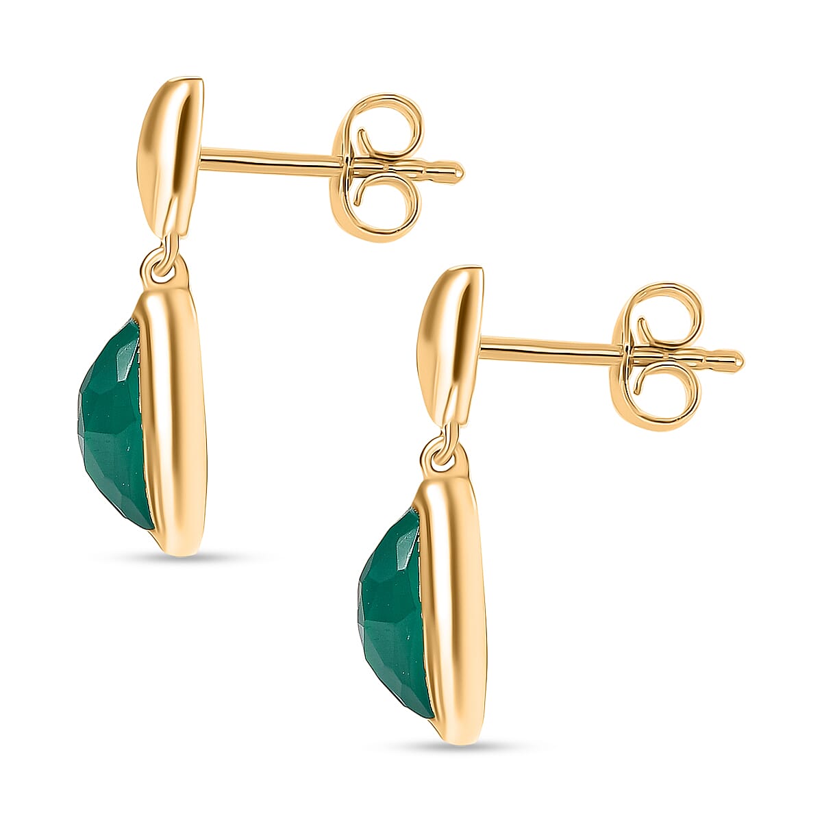 D'Joy Verde Onyx Solitaire Stud Push Post Earring in 18K Yellow Gold Plated Sterling Silver 2.39 Ct. 8243566 3