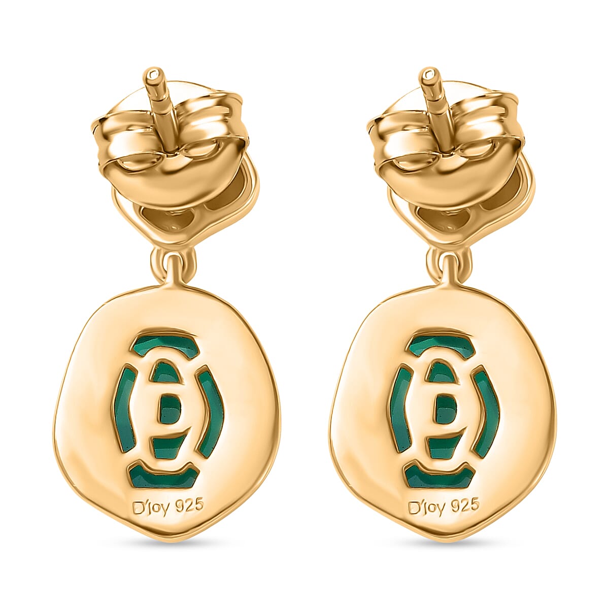 D'Joy Verde Onyx Solitaire Stud Push Post Earring in 18K Yellow Gold Plated Sterling Silver 2.39 Ct. 8243566 4