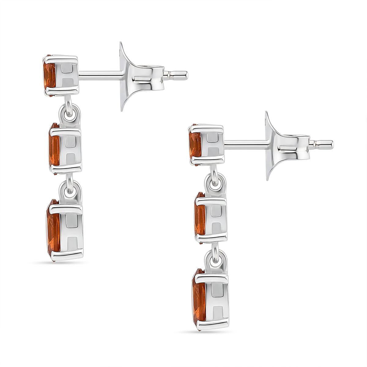 D'Joy Ceylon Hessonite Garnet Dangling Earring with Push Back in Platinum Overlay Sterling Silver 2.12 Ct. 8357087 4