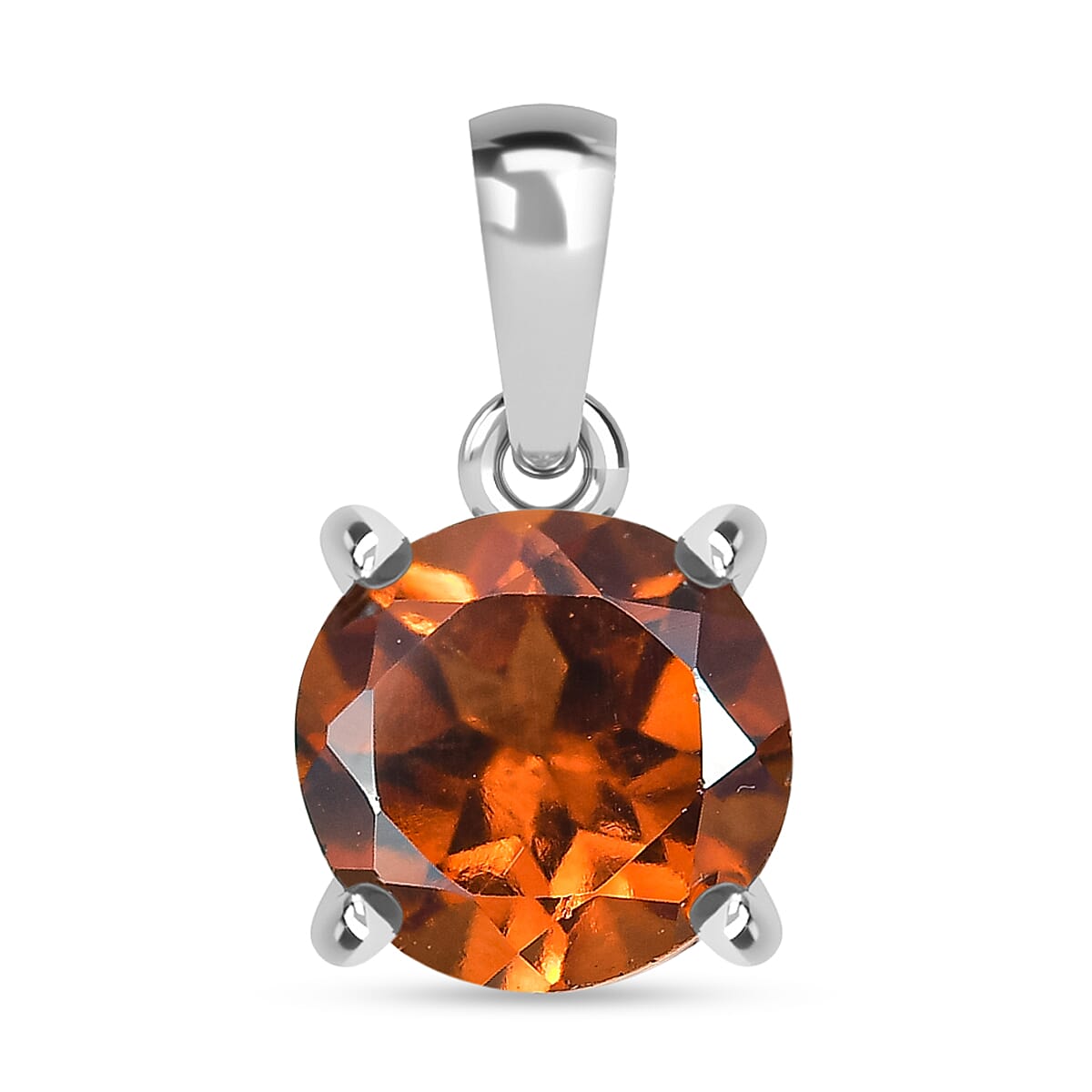 D'Joy Ceylon Hessonite Garnet Solitaire Pendant in Platinum Overlay Sterling Silver 1.62 Ct. 8358995 0