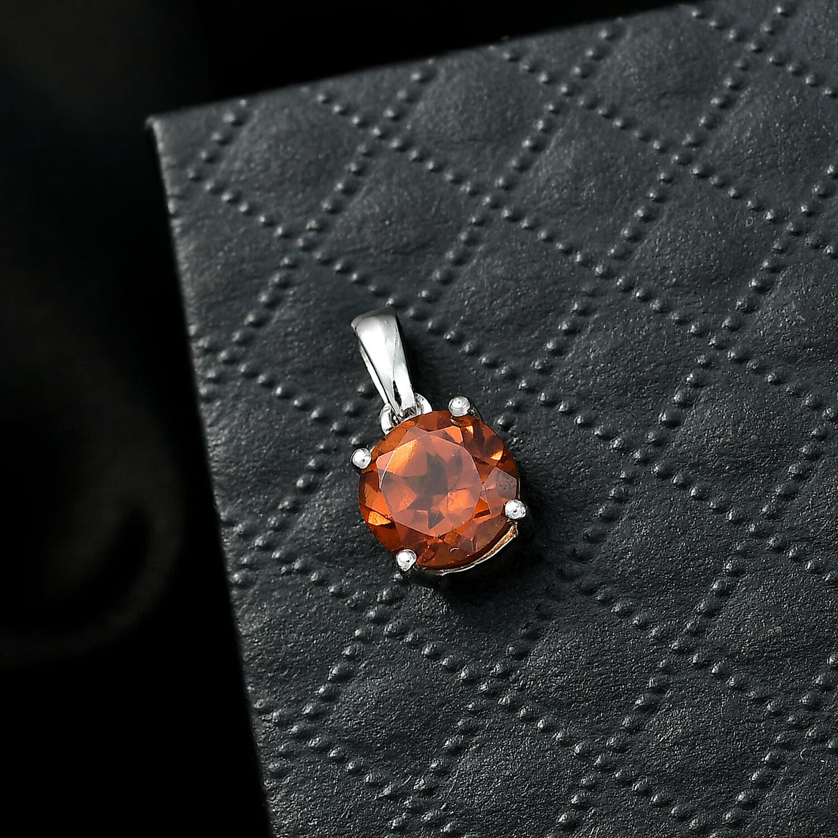D'Joy Ceylon Hessonite Garnet Solitaire Pendant in Platinum Overlay Sterling Silver 1.62 Ct. 8358995 2