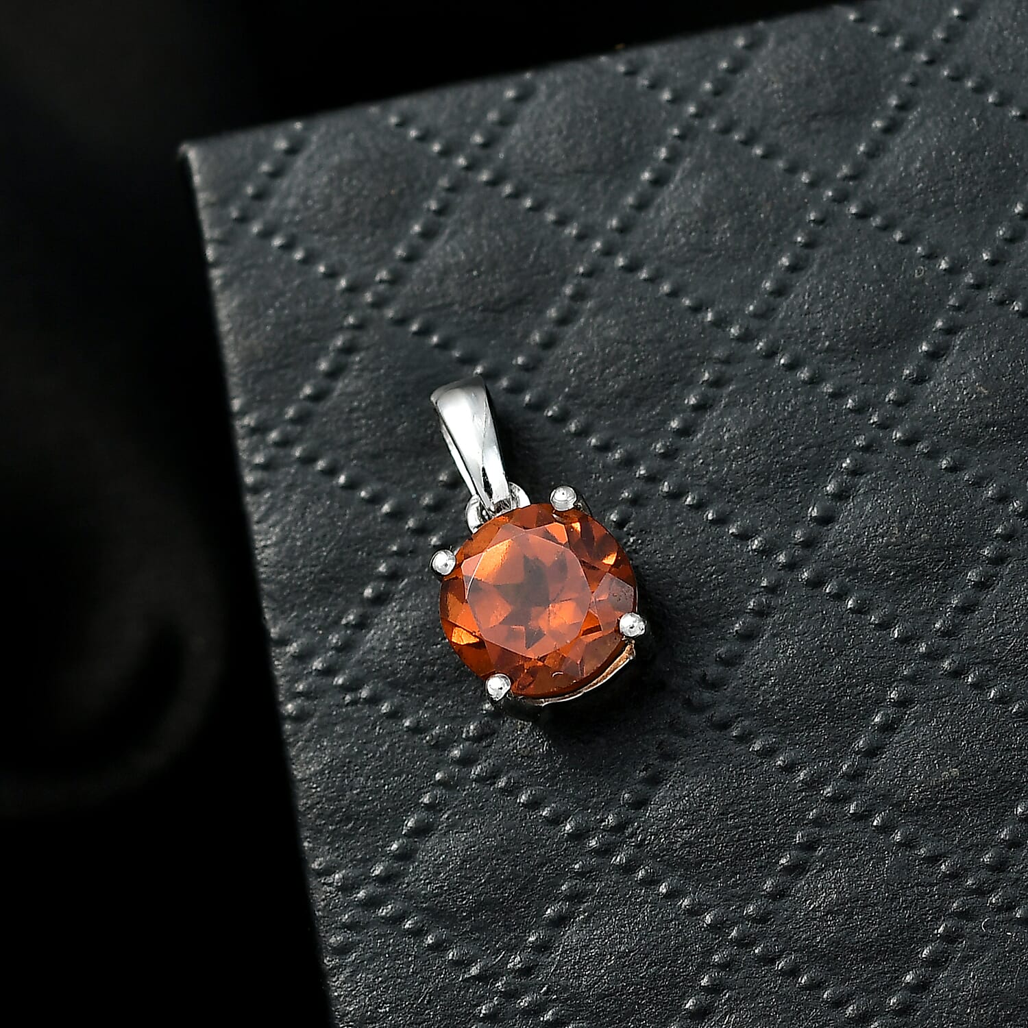 D'Joy Ceylon Hessonite Garnet Solitaire Pendant in Platinum Overlay Sterling Silver 1.62 Ct. 8358995 2