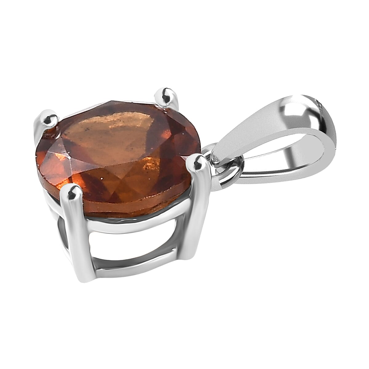 D'Joy Ceylon Hessonite Garnet Solitaire Pendant in Platinum Overlay Sterling Silver 1.62 Ct. 8358995 4