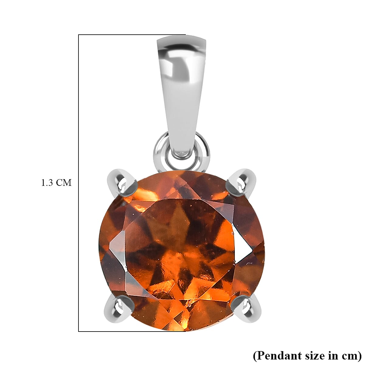 D'Joy Ceylon Hessonite Garnet Solitaire Pendant in Platinum Overlay Sterling Silver 1.62 Ct. 8358995 6