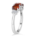 D'Joy Ceylon Hessonite Garnet & Natural  White Diamond Ring in Platinum Overlay Sterling Silver 1.43 Ct.
