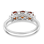 D'Joy Ceylon Hessonite Garnet & Natural  White Diamond Ring in Platinum Overlay Sterling Silver 1.43 Ct.