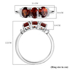 D'Joy Ceylon Hessonite Garnet & Natural  White Diamond Ring in Platinum Overlay Sterling Silver 1.43 Ct.