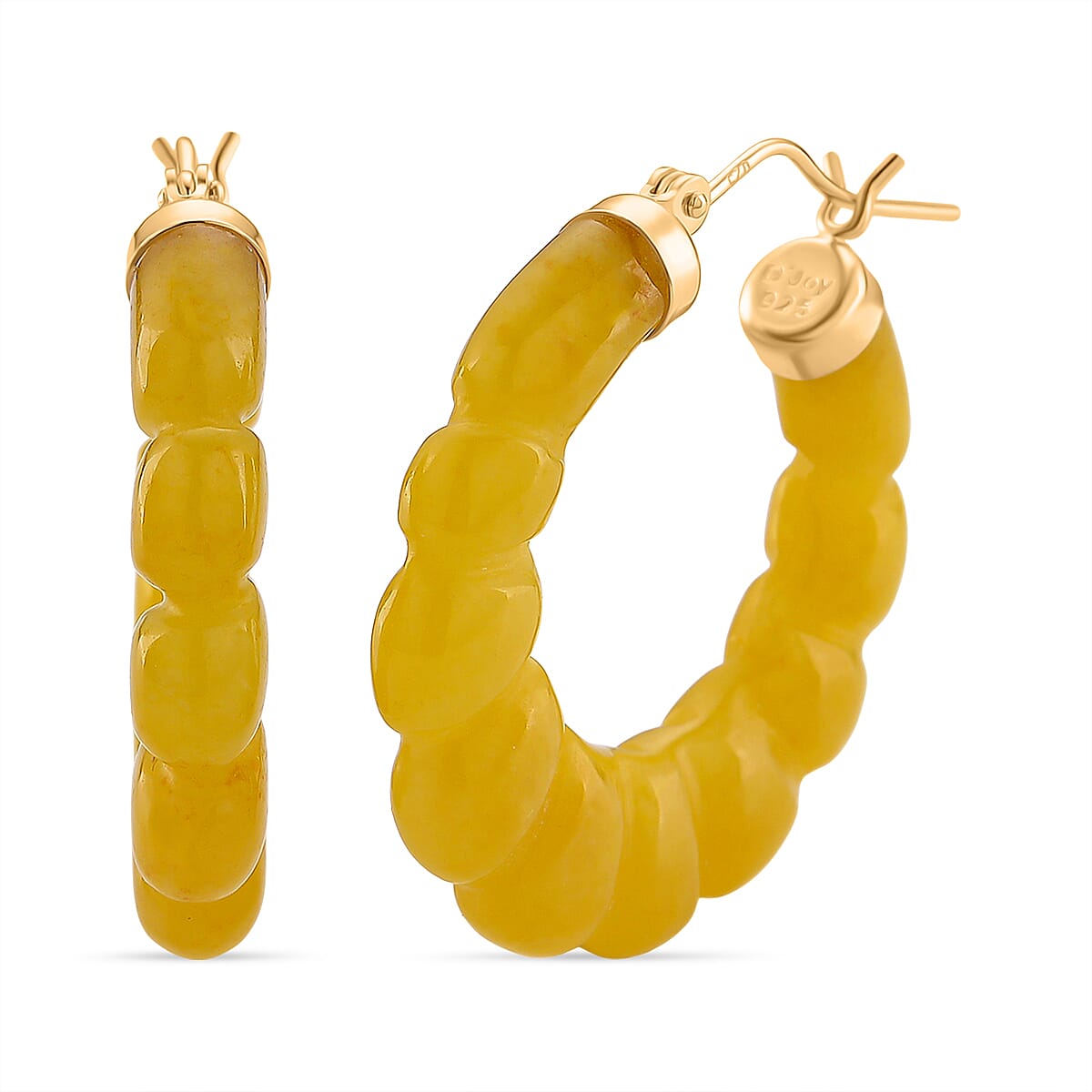 D'Joy Honey Jade Beads Earring with Clasp in Yellow Gold Plated Sterling Silver 45.00 Ct. 8253799 0