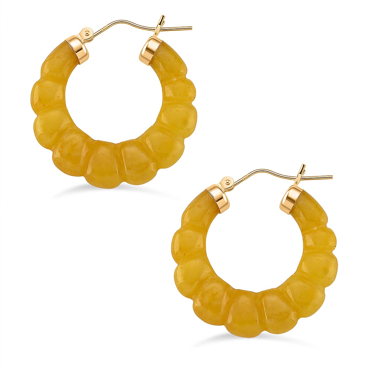 D'Joy Honey Jade Beads Earring with Clasp in Yellow Gold Plated Sterling Silver 45.00 Ct. 8253799 3