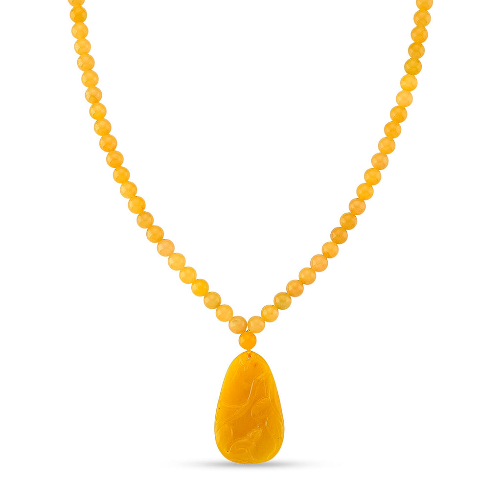D'Joy Honey Jade Beads Necklace (Size 20 - 2 Ext) in Sterling Silver 364.50 Ct.