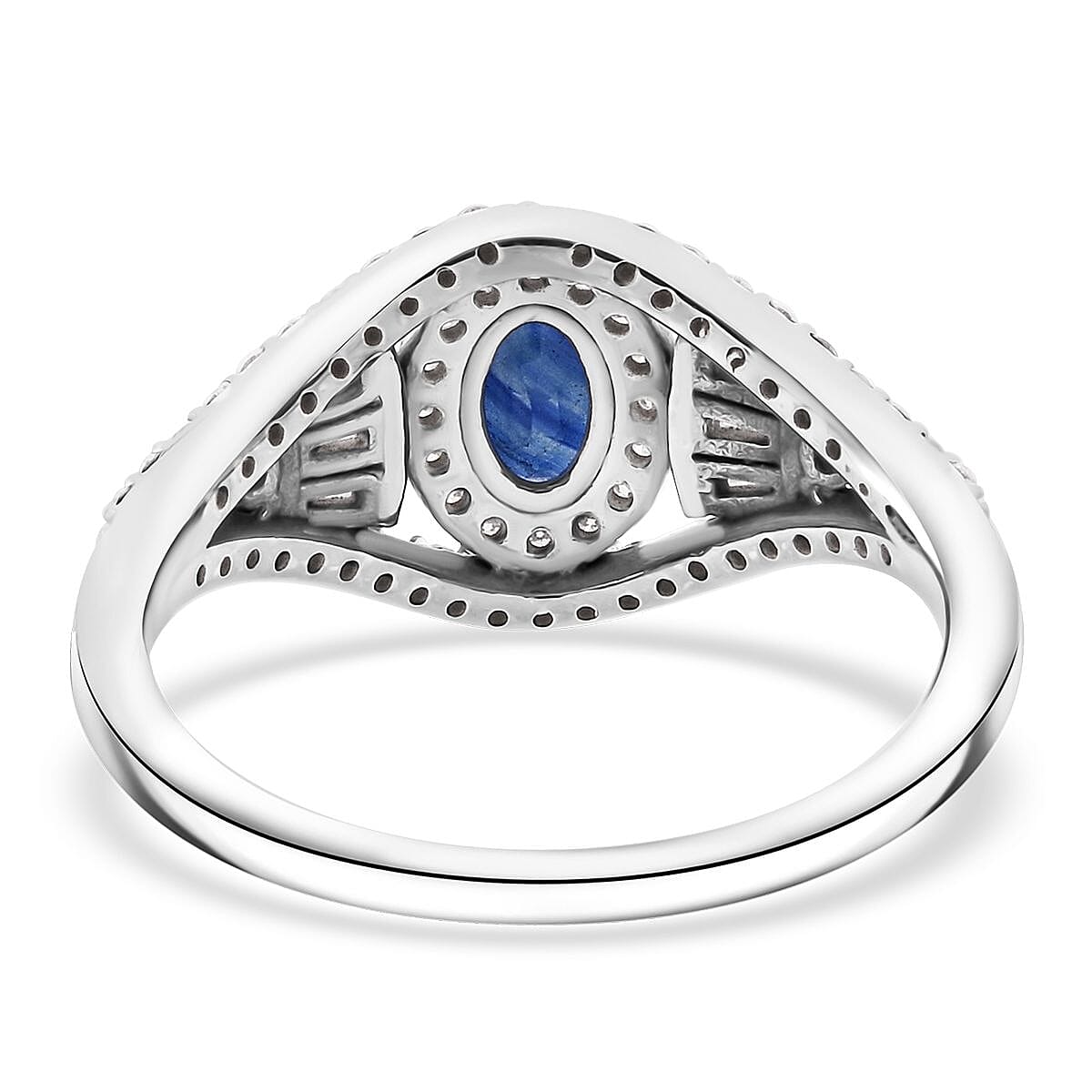 D'Joy Kanchanaburi Blue Sapphire &amp; Moissanite Ring in Rhodium Overlay Sterling Silver 1.21 Ct. 8292823 4