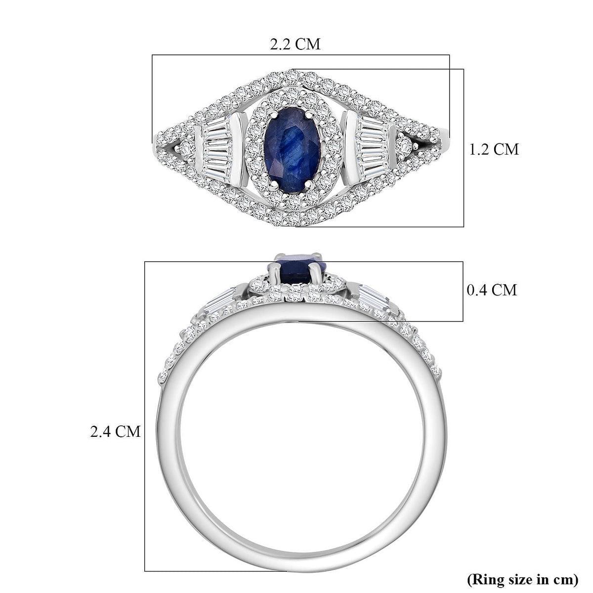 D'Joy Kanchanaburi Blue Sapphire &amp; Moissanite Ring in Rhodium Overlay Sterling Silver 1.21 Ct. 8292823 5