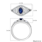 D'Joy Kanchanaburi Blue Sapphire & Moissanite Ring in Rhodium Overlay Sterling Silver 1.21 Ct.