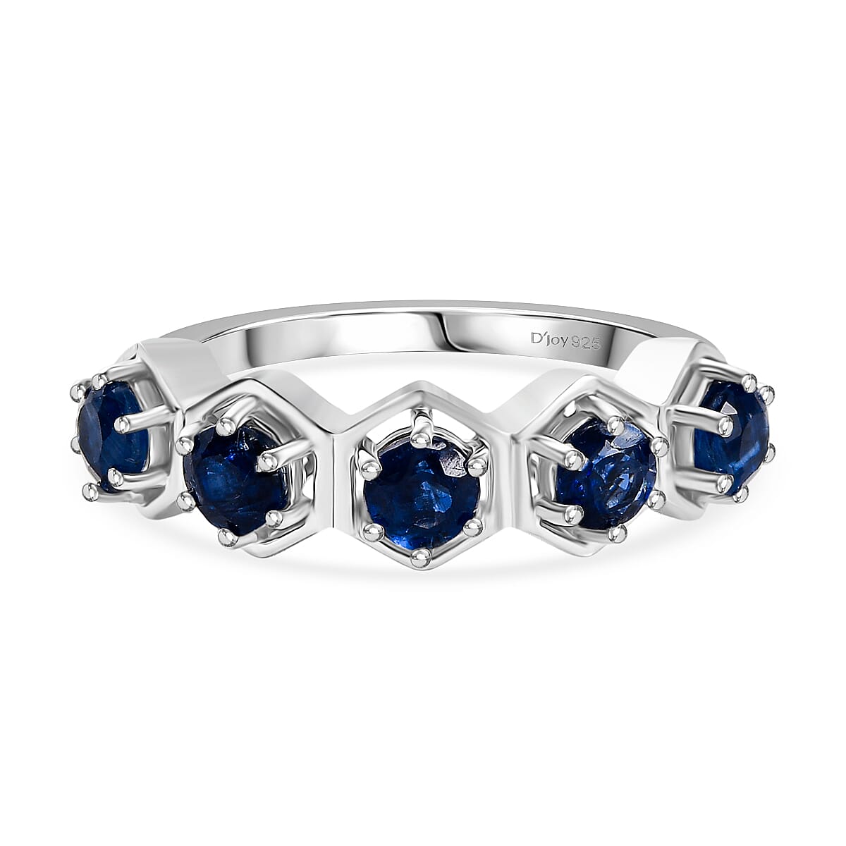 Natural Kashmir Kyanite 5 Stone Ring in Platinum Overlay Sterling Silver 1.90 Ct. 8248561 0