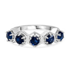Natural Kashmir Kyanite 5 Stone Ring in Platinum Overlay Sterling Silver 1.90 Ct.