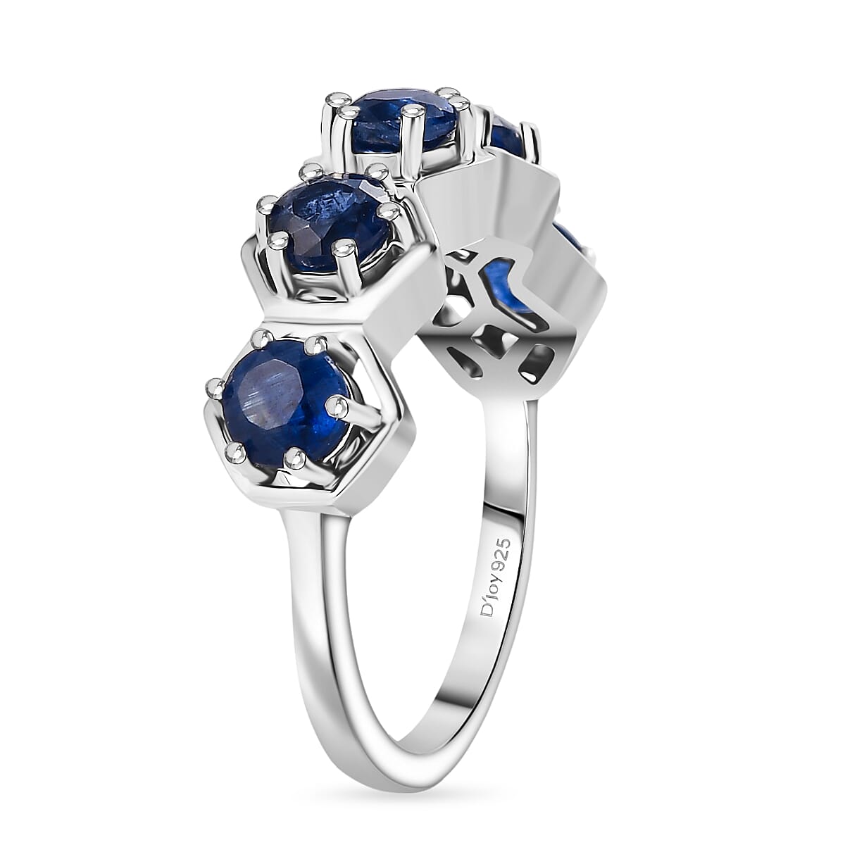 Natural Kashmir Kyanite 5 Stone Ring in Platinum Overlay Sterling Silver 1.90 Ct. 8248561 4